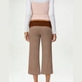 thumbnail image 4 of Nestiefly Women's Casual Wide Leg Cropped Pants Low Rise Fold Over Stretch Gaucho Pants for Summer Beach Holiday Streetwear Brown S, 4 of 7