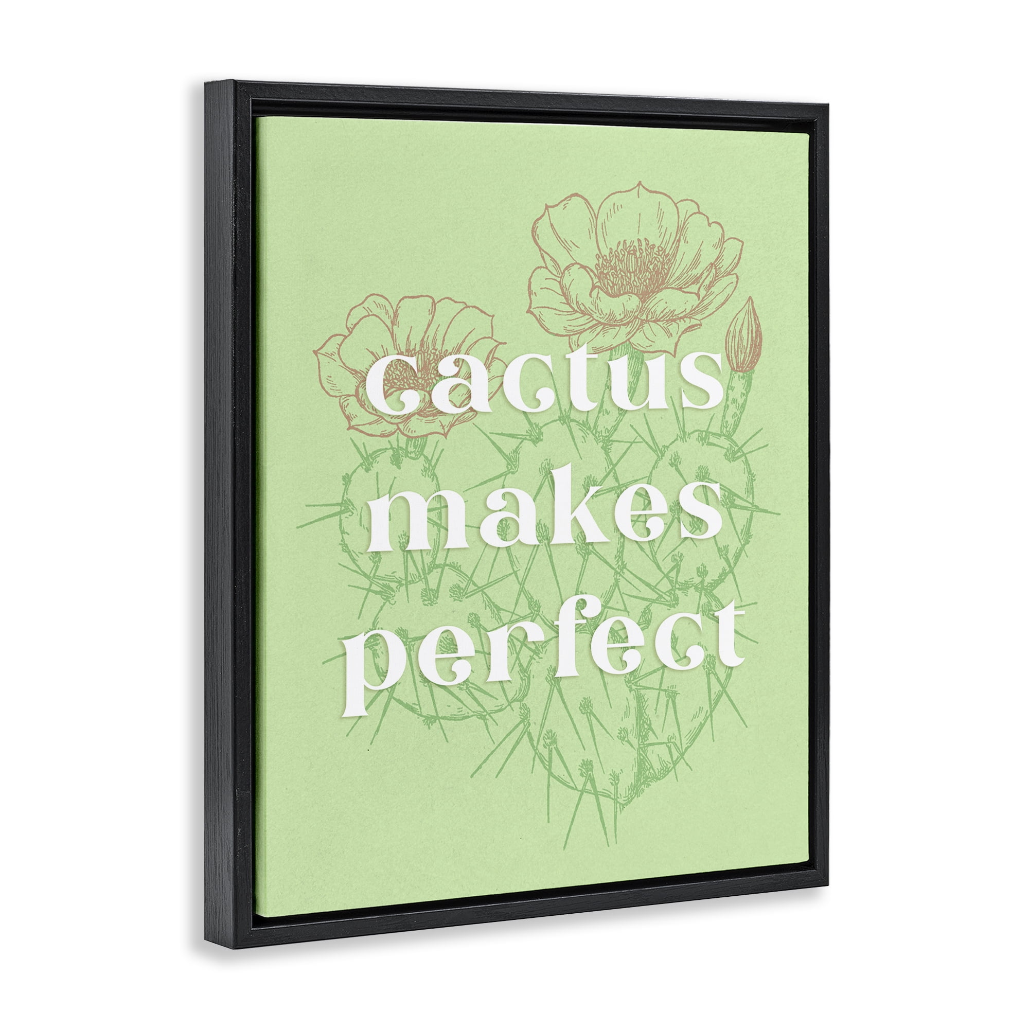 Stupell Industries Cactus Makes Perfect Plants & Flowers Painting Black Floater Framed Canvas Art Print Wall Art, 25 x 31