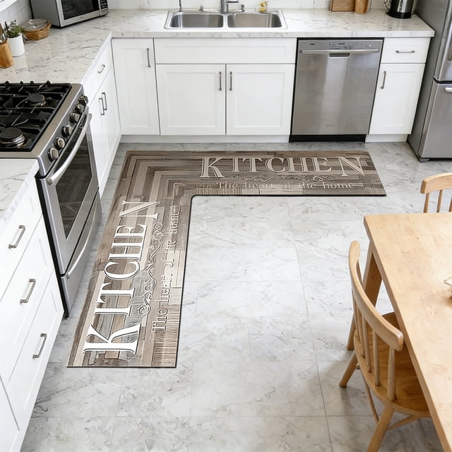 YoGold L Shaped Kitchen Mat, Non Slip Absorbent Silica Gel Rug, Waterproof Flooring Protector for Dining Area, Bathroom Corner, Entryway Home Decor