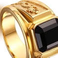 thumbnail image 5 of Anillo dorado de moda vintage con circonita negra, joyería elegante, regalo de San Valentín para hombre (talla 12), 5 of 5