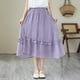 thumbnail image 5 of Falda midi Prolriy para mujer, dulce falda de encaje de doble capa, fluida, fina, de línea A, de cintura alta, de longitud media, para mujer, morada L, 5 of 8