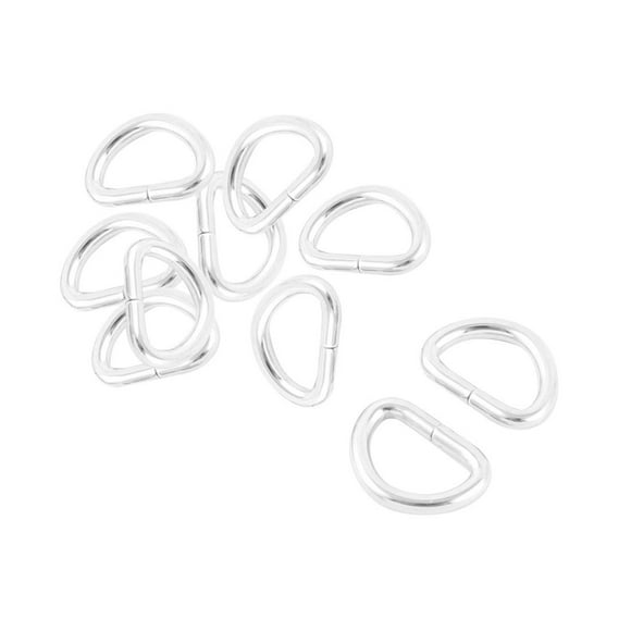 Unique Bargains Bag Metal D Shaped Strap Belt Connecting Loop Ring Buckle Silver Tone 10 Pcs