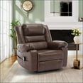 thumbnail image 4 of Recliners with 8-Point Massage & Lumbar Heating, Manual Reclining PU Leather Living Room Chair | Walnut Brown, 4 of 11