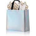 thumbnail image 4 of 12 Pack Holographic Reusable Large Gift Bags for Presents, Luxury Non-Woven Iridescent Gift Bags for Birthday Holiday Christmas Valentine's Day Mother's Day Wedding Bridesmaid Gift Bags, 4 of 7