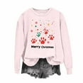 thumbnail image 4 of Pink Sweatshirts Women Christmas Outfits Crewneck Pullover Loose Long Sleeve Tops Xmas Tree Print Festive Clothes (XL, Pink 01), 4 of 6