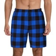 thumbnail image 2 of Picia Buffalo Plaid Blue Black pattern Mens Swim Trunks with Compression Liner Stretch Beach Shorts Quick Dry with Zipper Pockets No-Chafing Board Shorts-Large, 2 of 9