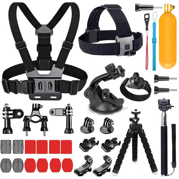 YEHOLDING Upgraded 25 in 1 Action Camera Accessory Kit Compatible with GoPro Hero 13 12 11 10 9 8 Max 7 6 5 Black DJI Acton Insta360 SJCAM Campark and Other Action Cameras