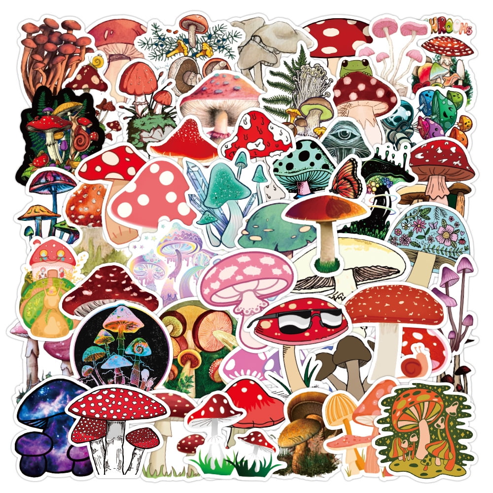 100pcs Aesthetic Mushroom Stickers Pack for Water Bottle,Cute Vinyl ...