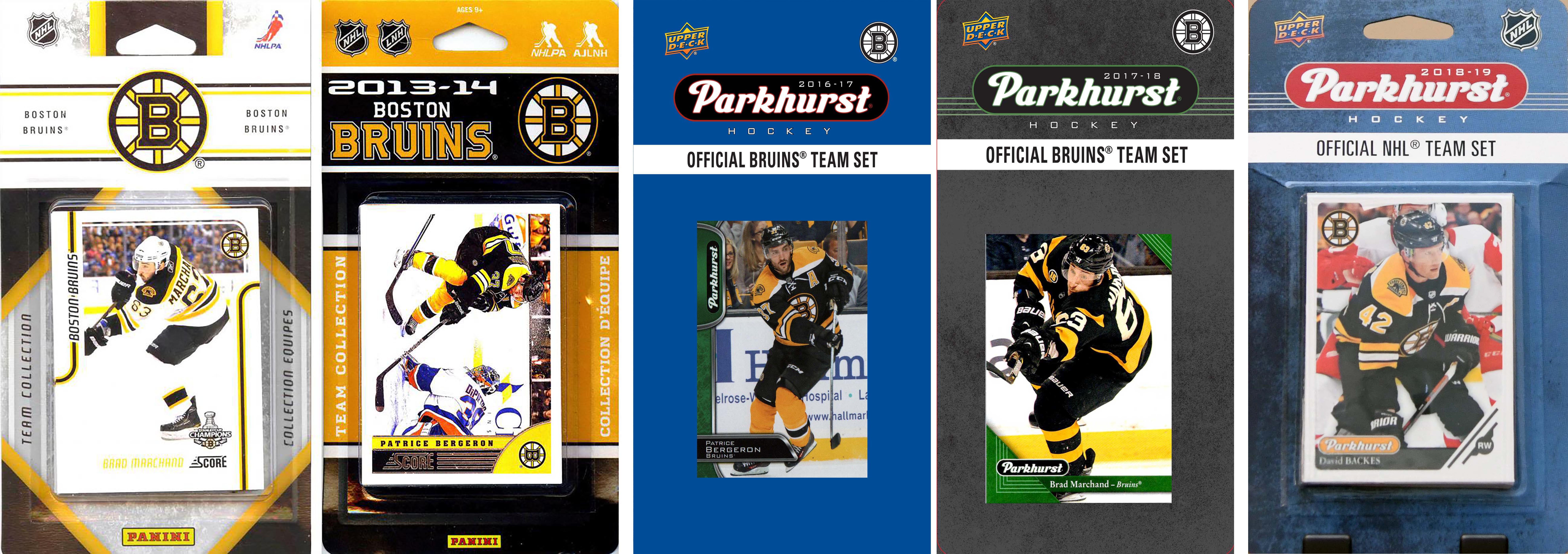 NHL Boston Bruins 5 Different Licensed Trading Card Team Sets