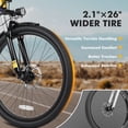thumbnail image 5 of Qlife Cityone 2.0 EBikes for Adults,26" Electric Mountain Bike with 48V 10.4Ah Battery 500W,Max 28MPH Electric Bicycle,7-Speed with Fender & Rear Rack（Yellow）, 5 of 6