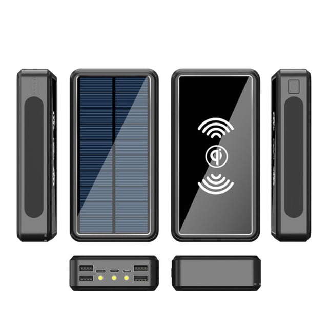 Banco de energía de 100000Mah, cargador inalámbrico Solar portátil, batería externa con luz Led, banco de energía impermeable de alta capacidad para exteriores