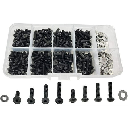

340PCS RC Screws Kit Repair Tool M3 Flat Head/Round Head & M3 M4 Flat Washers for Traxxas SCX10 HPI RC Car Parts