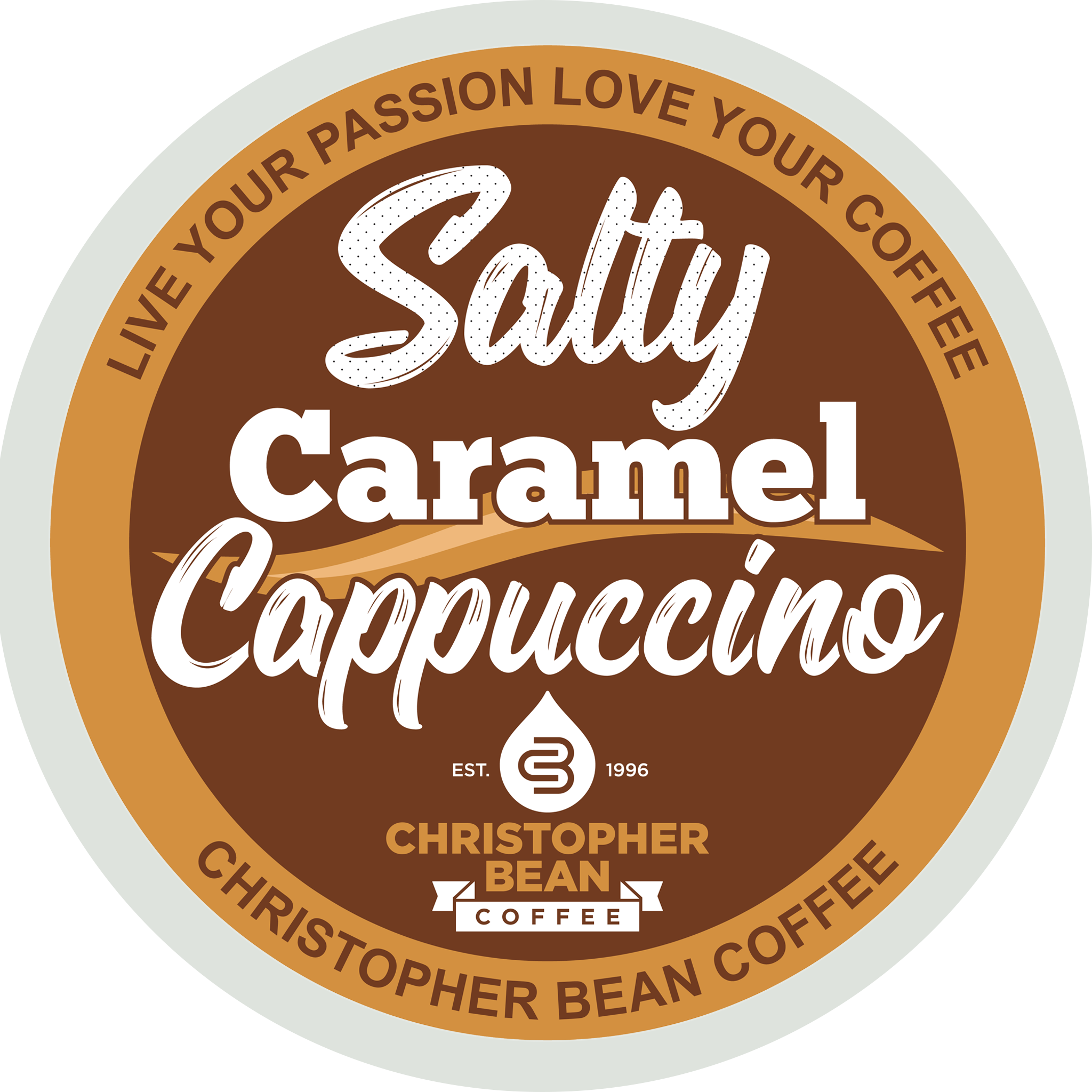 Christopher Bean Coffee Salted Caramel Cappuccino K Cup Coffee Pods, 18 Count For Keurig