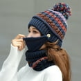 thumbnail image 4 of Visland 3PCS Fleece Lined Women Knit Beanie Scarf Mouth Mask Set for Girl Winter Ski Hat with Pompom, 4 of 7