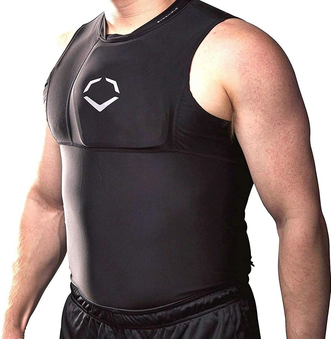 EvoShield NOCSAE Certified Protective Adult Men's Chest Guard Sleeveless  Shirt, Black, Small - Walmart.com