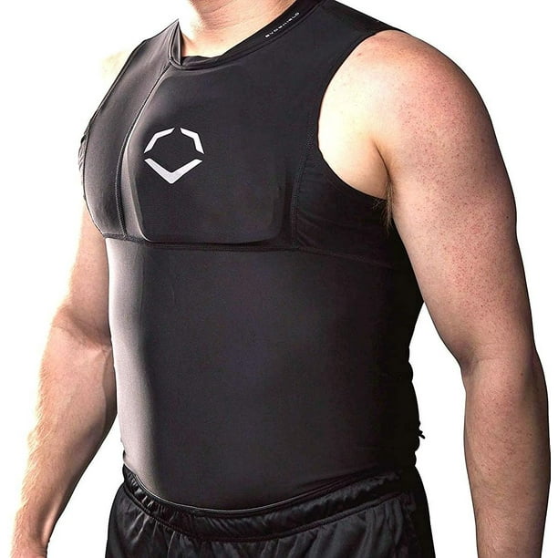 EvoShield NOCSAE Certified Protective Adult Men's Chest Guard Sleeveless Shirt, Black, Large