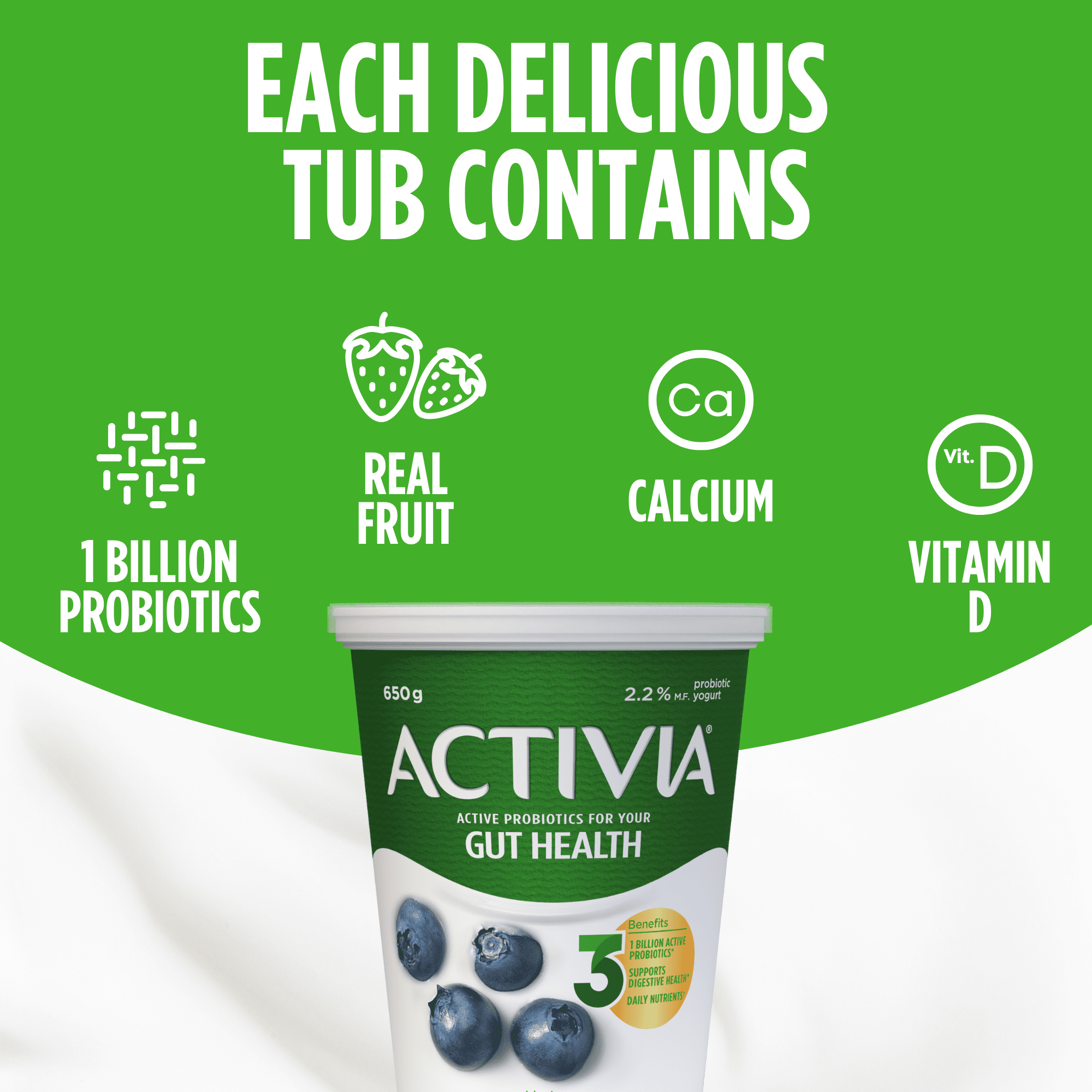Activia Probiotic Yogurt, Blueberry, 650 g