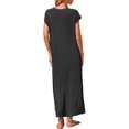thumbnail image 2 of Vestido de verano KIRUNDO de punto acanalado Henley Maxi Black para mujer, 2 of 9