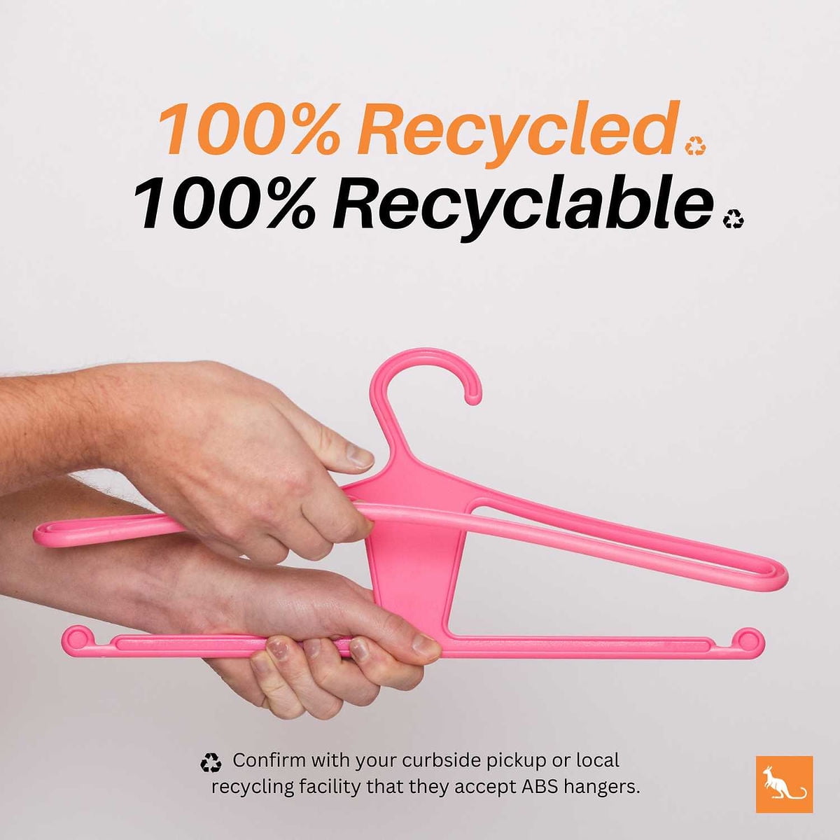 Kangaroo 100% Recycled High-Strength Clothing Hanger, Pinkity 5-Pack - Shirt, Pants, Jacket