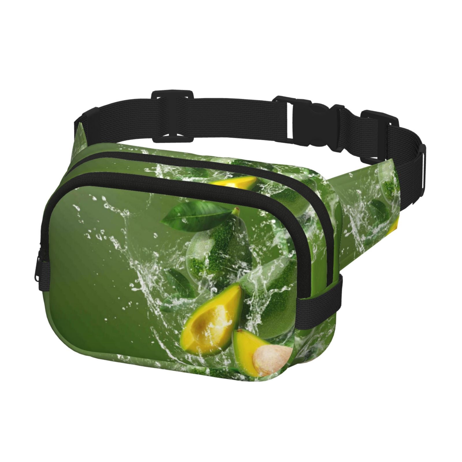 Picia Friut Avocado Print Square Double-Layer Waist Bag Mini Adjustable Waist Belt Bag Exercise Running Travel Hiking