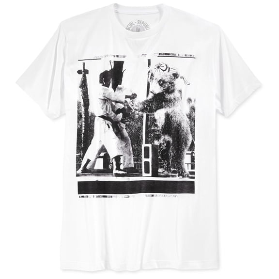 Social Republic Mens Crane Pose Graphic T-Shirt, White, Small