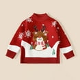 thumbnail image 2 of XAOWF Toddler Kids Girls Bulky Yarn Sweaters Thickened Cute Cartoon Christmas Graphic Long Sleeve Casual Knitwear Everyday Wear Relaxed Fit Versatile Tops 3-4 Years, 2 of 8