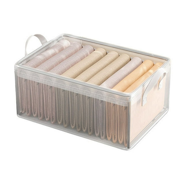 Transparent Foldable Storage Box with Steel Frame, Multi-Use Organizer for Wardrobes or Under-Bed Storage
