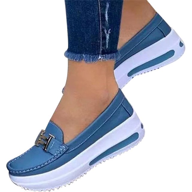 Zapatos para caminar cómodos mocasines de cuña cómodos con plataforma, antideslizantes, zapatos de conducción para mujer, casuales, planos de poliuretano Xishao ropa