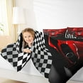 thumbnail image 4 of Homewish Chic Red Automobile Full Size Comforter Sets, Modern Checkered Flag Bedding Comforter Set, Extreme Sports Lover Reversible Bedding Sets, Lightweight Room Decor, 3pcs, 4 of 8