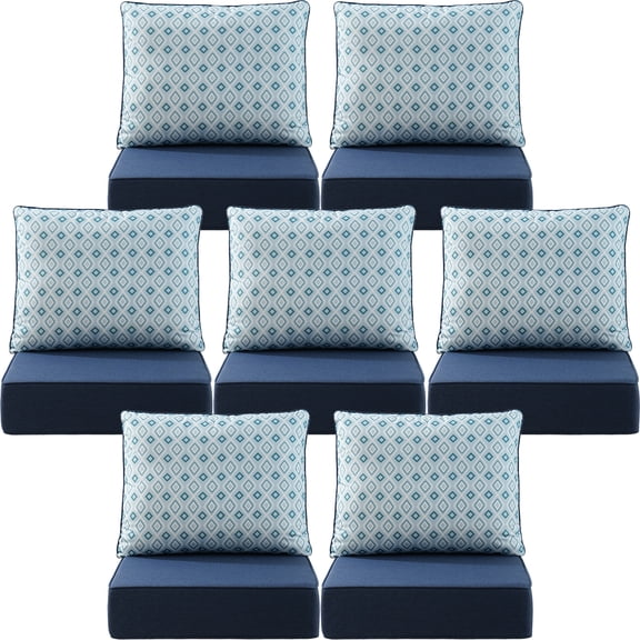 Opohoro Outdoor Deep Seat Printed Cushion Sets, 24"x24"x6", Water Resistant & UV Resistant Comfortable Patterned Furniture Cushions for Patio Chair, Sofa, Loveseat