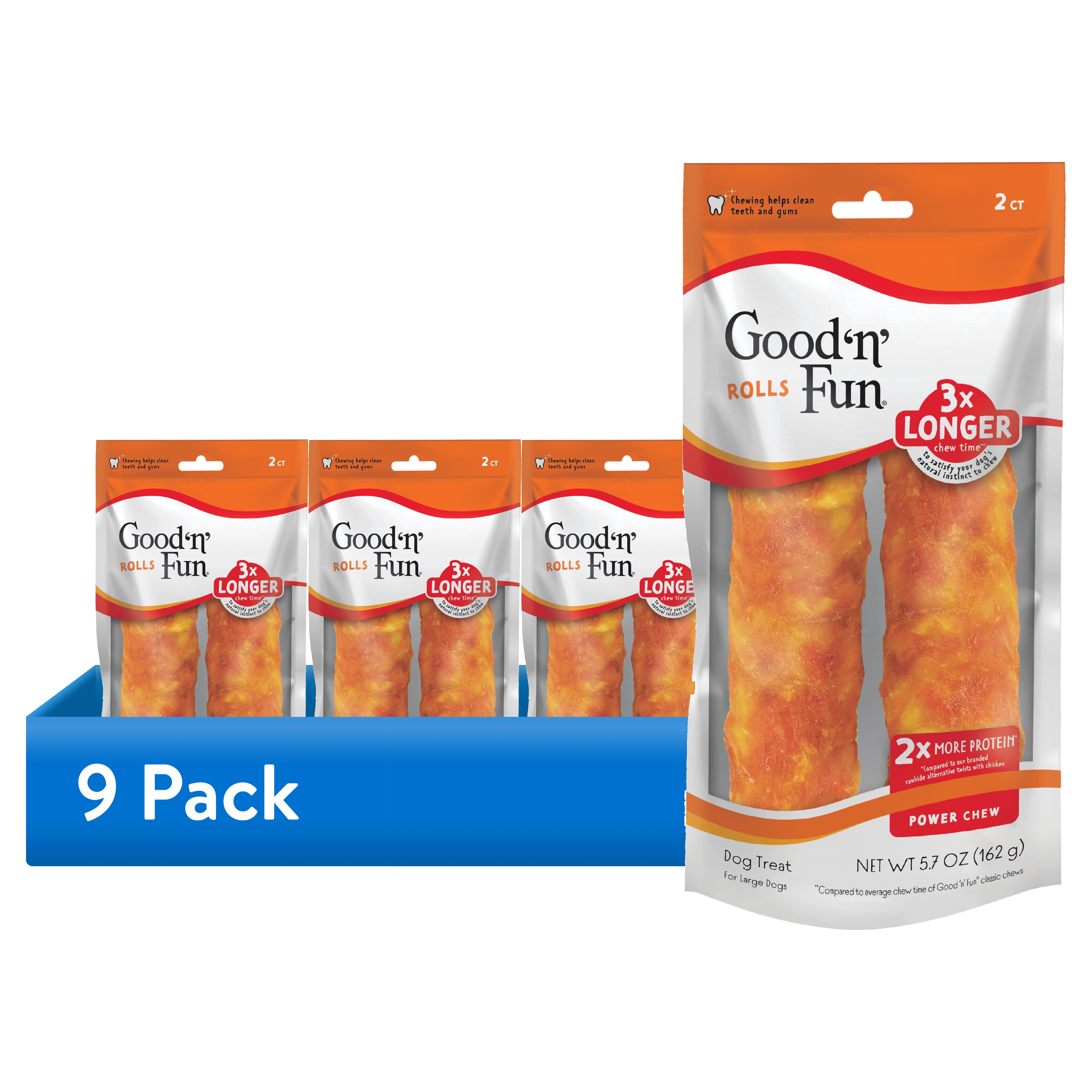 (3 pack) Good ’n’ Fun Triple Flavor Chews, 7 Inch Rolls, Rawhide Chews for Dogs, 2 Count