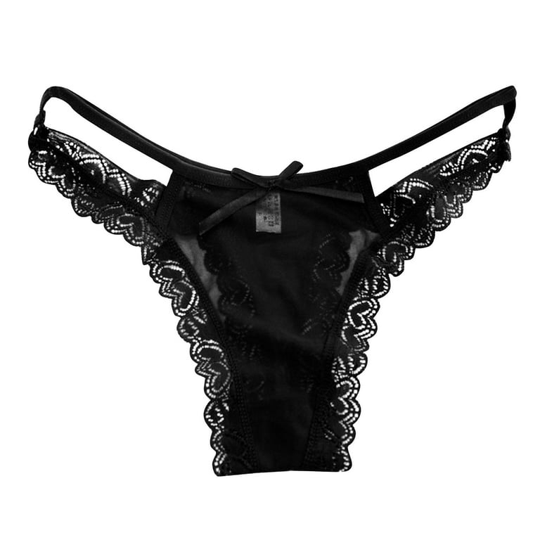 Zuwimk Panties For Women,Women's Breathable Seamless Thong Panties No Show  Underwear Black,One Size 