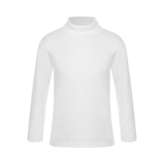 DPOIS Kids Boys Girls Turtleneck Thermal Underwear Tops Basic Long Sleeves Undershirts White 3-4