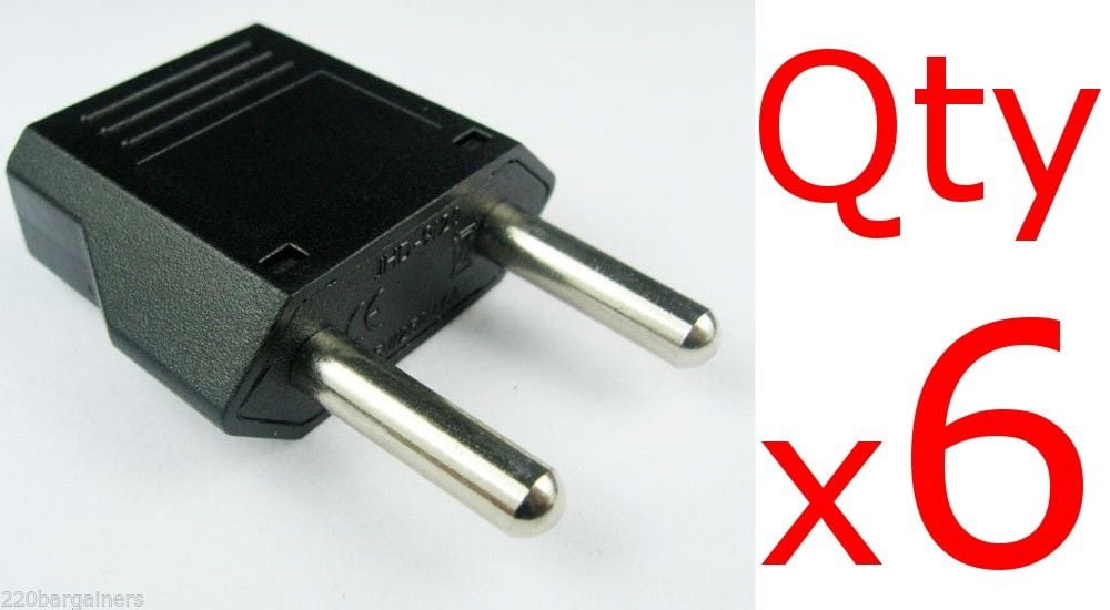 Europe / Asia 5mm Plug Adapter 6 PK Change USPlug to Europe/Asia