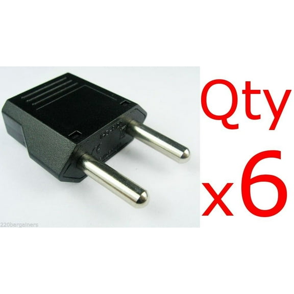 Europe / Asia 5mm Plug Adapter 6 PK - Change US-Plug to Europe/Asia Style Plug