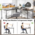 thumbnail image 4 of Giantex 95 Inch Reversible Corner Desk, L-Shaped Computer Desk w/Monitor Stand & 3 Cable Holes, 2-Person Long Study Writing Desk for ome Office, Brown, 4 of 6