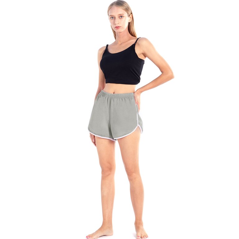 WBQ Teen Girls Performance Running Short,Elastic High Waistband Casual Gym  Shorts for Workout Yoga Fitness Sports Shorts Athletic Shorts Plain Lounge  Short Pants,Short Sweatpants,S-4XL Gray 