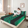 thumbnail image 4 of Homewish Cheetah Leopard Print Queen Sheet Sets, Chic Cartoon Polkadot Flat Sheet, Black Green Stripes Ombre Queen Fitted Sheet, Breathable Home Decor, 4-Piece, 4 of 7