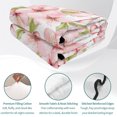 thumbnail image 4 of Queen Quilt Set 90''x96'', Pink Flowers Lightweight Bedspread Coverlet Set with 2 Pillow Shams, Watercolor Spring Botanical Floral Leaves Breathable All Season Quilt Bedding for Bedroom/Guest Room, 4 of 9