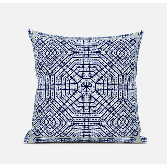 Geostar Wreath Palace Throw Pillow with Removable Cover in Light Blue Indigo Purple 18x18