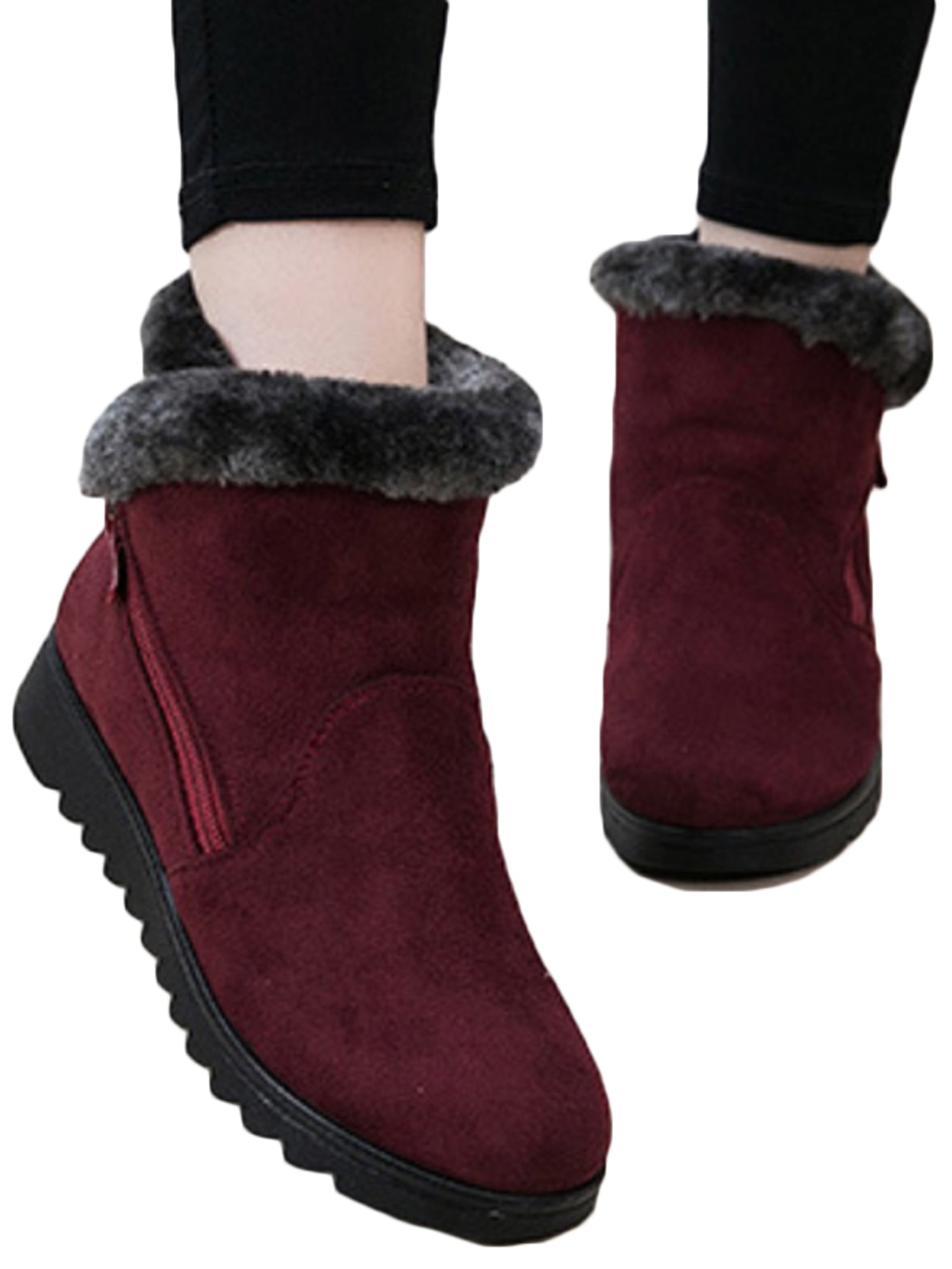 fur lined flat ankle boots