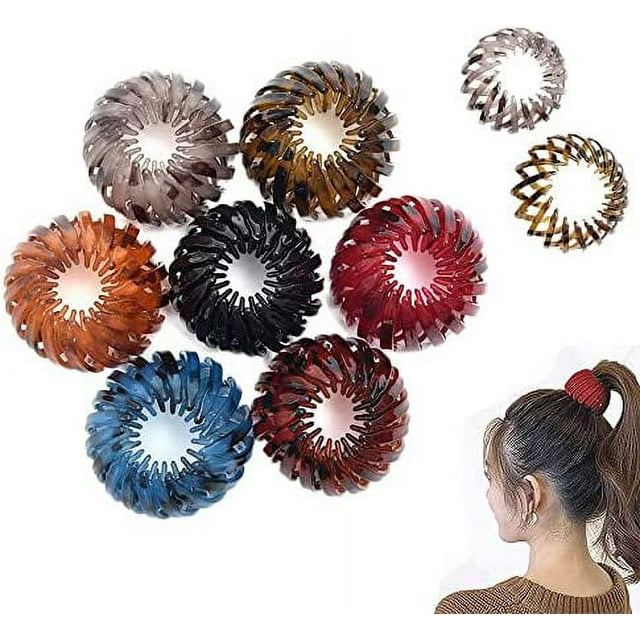 Pince à Cheveux Magique de Nid d'Oiseau de 7 Pièces, Pince à Queue de Cheval Extensible, Pince à Cheveux de Plaque de Nid d'Oiseau Paresseux, Pince à Tresses de Queue de Cheval Rétractable pour Dames et Filles Accessoires de Cheveux.