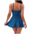 thumbnail image 3 of JSheng Swimming Suits for Women One Piece Fashion Women Solid Color Sexy Strap Bikini Swimsuit Dress Dark Blue XXL, 3 of 4