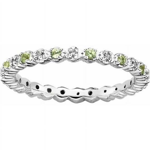 Sterling Silver Peridot & Diamond Ring