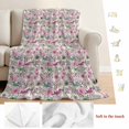 thumbnail image 5 of Vintage Pink Flower Blanket Soft Cozy Warm Twin Blanket for Bed, Plush Fuzzy Flannel Fleece Blankets for Sofa, Spring Floral Leaves Pastoral Birds Plants Throw Blankets for Couch Gifts, 60"x80", 5 of 9