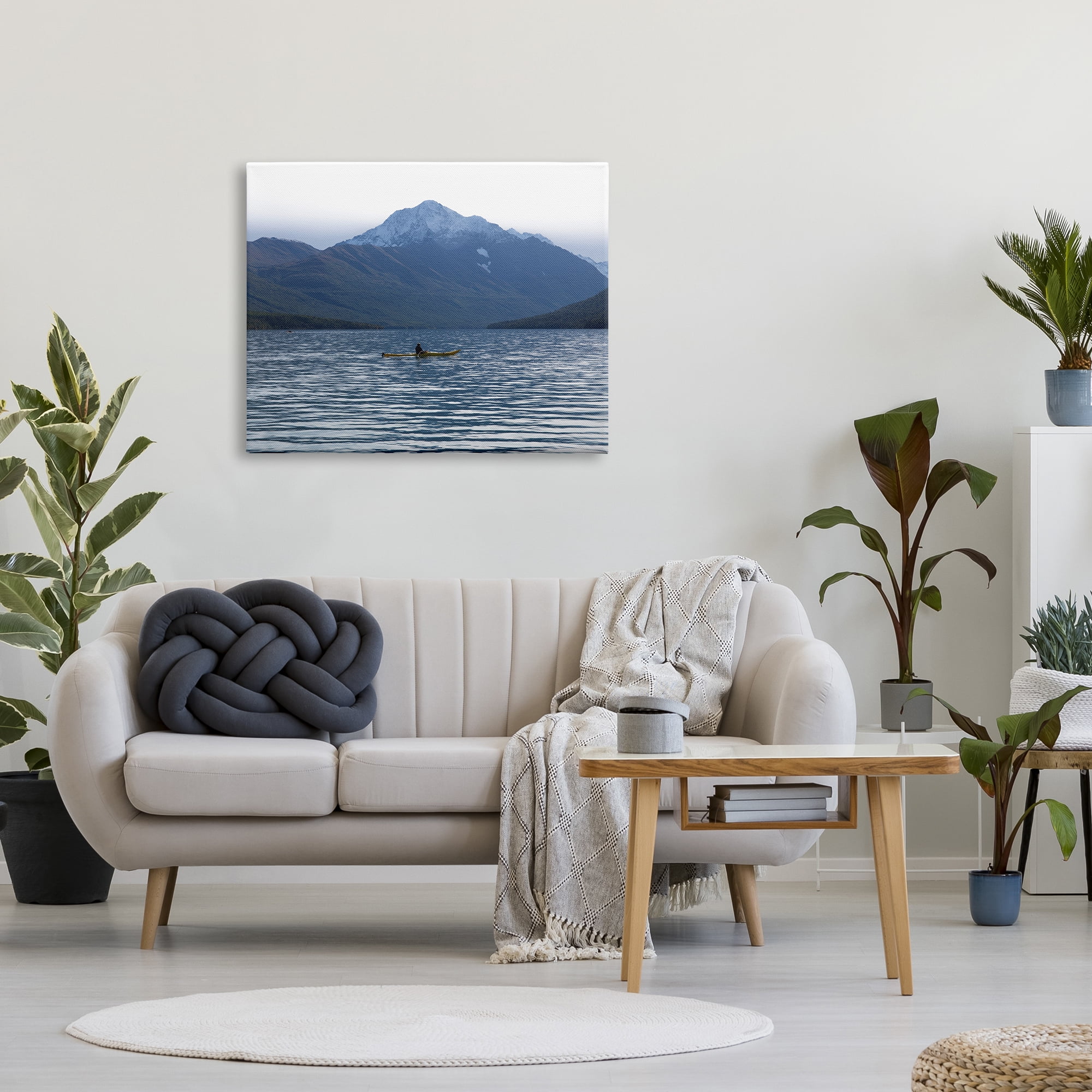 Stupell Industries Canoe & Mountain Lake Landscape Photography Gallery Wrapped Canvas Art Print Wall Art, 40 x 30