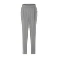 thumbnail image 4 of Womens Pants Elastic Waist Satin High Waisted Loose Fitting Slacks With Silk Pockets Trousers Dressy Casual Silver 2XL, 4 of 5