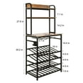 thumbnail image 4 of Wine Bar Cabinet Modern 5.2FT Tall Display Wine Storage ShelvesFree Standing Metal Frame, Brown, 4 of 9