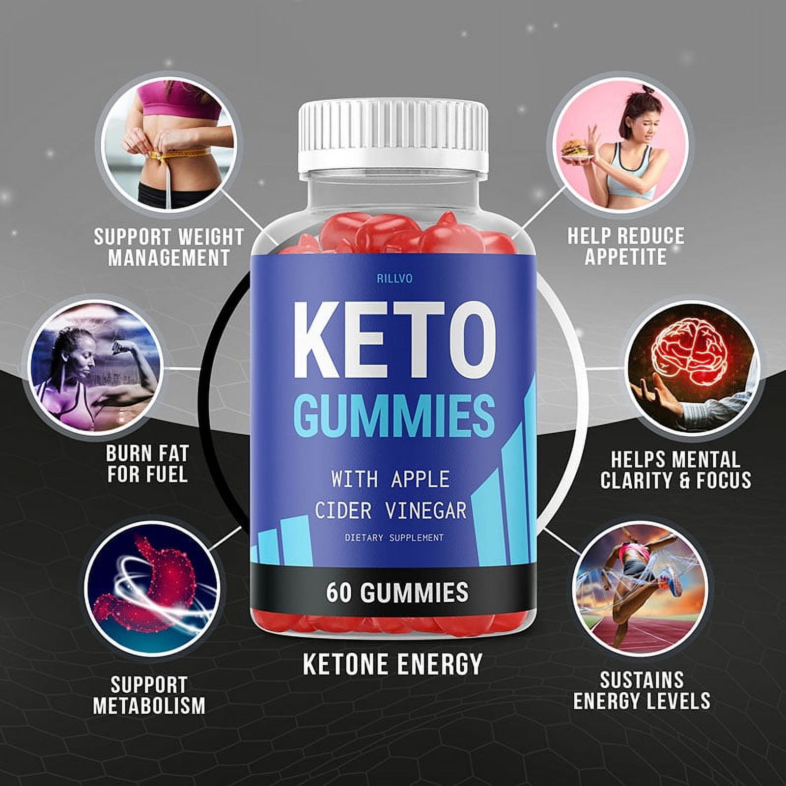 (5 Pack) Kickin Keto Gummies - Kickin Keto ACV Gummy’s - Supplement for Weight Loss - Energy & Focus Boosting Dietary Supplements for Weight Management & Metabolism - 300 Gummies
