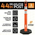 thumbnail image 5 of 44" Delineator Post with Base - 3pk - Ring Top Orange Traffic Stanchion with 10" Reflective Band - 13 lb Octagonal Rubber Base - Security, Street Safety Cordon, Garage Parking Aid - by Xpose Safety, 5 of 6